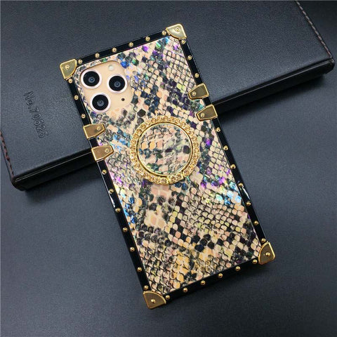 Image of Samsung Note 20 Ultra S10 S20 Plus S21 Ultra S8 S9 9 8 10 A51 A71 A20S A50 A70 Fashion Snake skin Square Phone Cover Case with strap lanyard