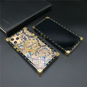 iPhone 12 PRO XS Max X XR Strap Soft Square Case for iphone 11 PRO MAX Luxury Glitter Snake Skin Pattern Cover for 7 8 Plus 6S
