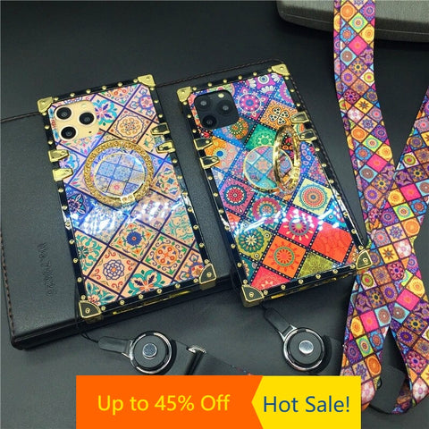 Image of Luxury Glitter Retro Flower Cover Case for iPhone models
