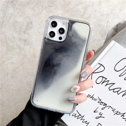 Image of Quicksand Luminous Phone Case For iPhone 12 11 12 Pro Max XR XS Max X 7 8 Plus 12 Mini 12Pro 12 11 Glitter Neon Sand Back Cover