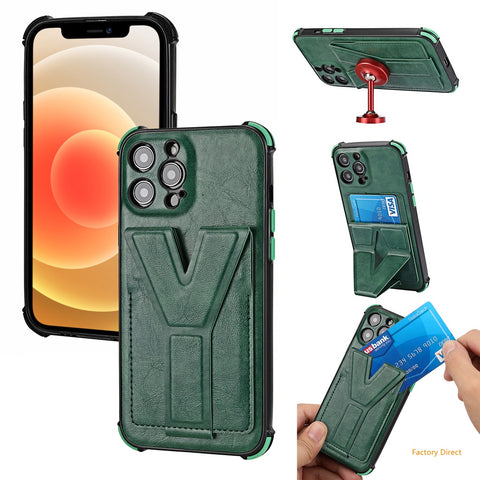 Image of iPhone 13 12 Mini 11 Pro Max Casing Luxury Shockproof  Leather phone case with stand holder and card slot wallet back cover For apple X XR XS Max SE 2020 with magnetic plate
