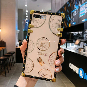 Luxury Time Pattern Square Phone Case for Samsung A10 A20 A30 A50 A70 A12 A10S A20S A71 A01 A41 Coque Bling Ring Holder Cover