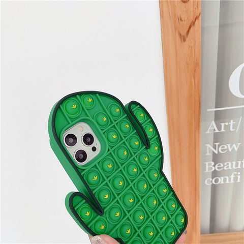 Image of IPhone 11 12 Pro Max Mini Cactus Model Relive Stress Popit Push Bubble Phone Case Cover For X XS XR XSMAX 8 Plus Silicone Cover