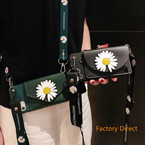 Image of iphone 14 13 pro max lovely daisy flower phone case apple 12 mini 11 pro max with strap