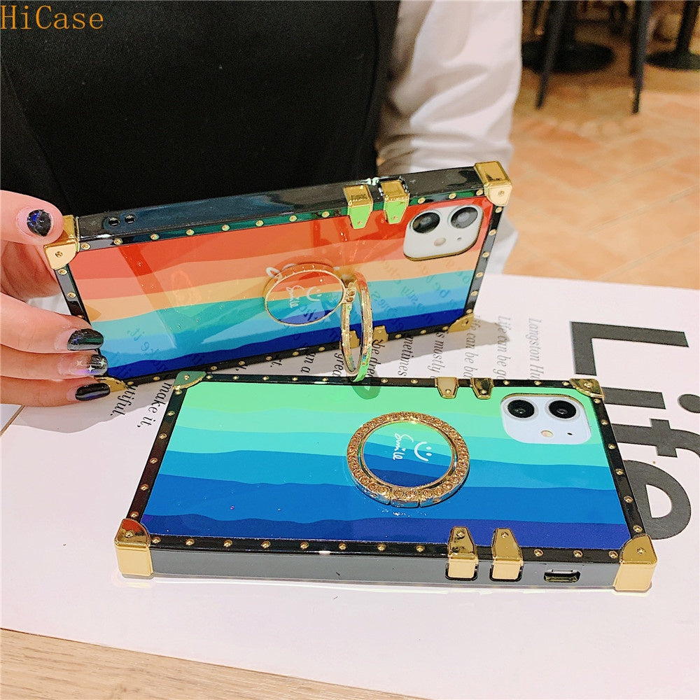 Fashion Gradient Rainbow Square Cover For iPhone models