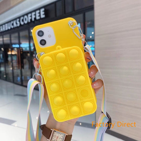 Image of Samsung A11 21S  A31 A71 phone case GalaxyA5 A6 A9 A10S A20S A12 A22 A32 A42 A52  phone case GO POP IT casing with card wallet change purchase key card bag with cross body strap back cover