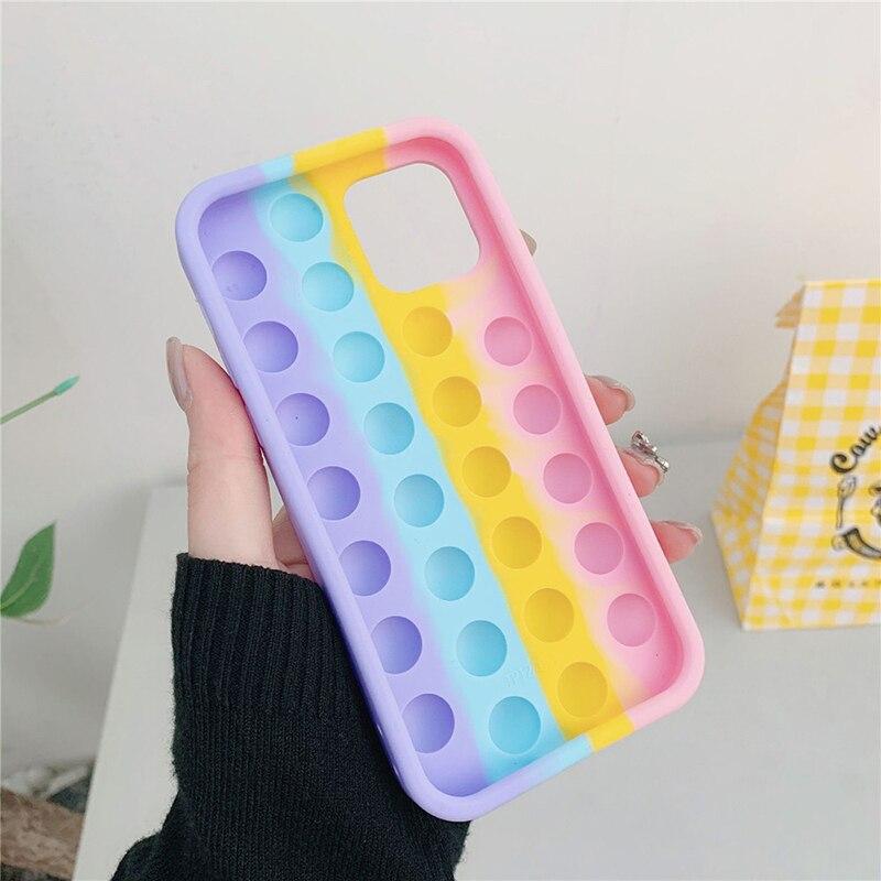 aupartuds Pop It Phone Case for iPhone 11,Stress Reliever Push  Pop Bubble Fidget Toys Cover,Cute Funny Soft Silicone Protective Shell for iPhone  11 6.1 inch - Rainbow : Cell Phones & Accessories