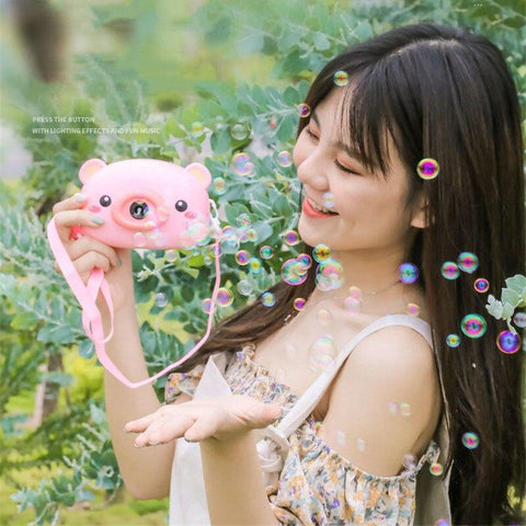 Image of Children's Bubble Machine Fully Automatic Blowing Bubbles Machine Outdoor Play Bubble Guns Toys For Children