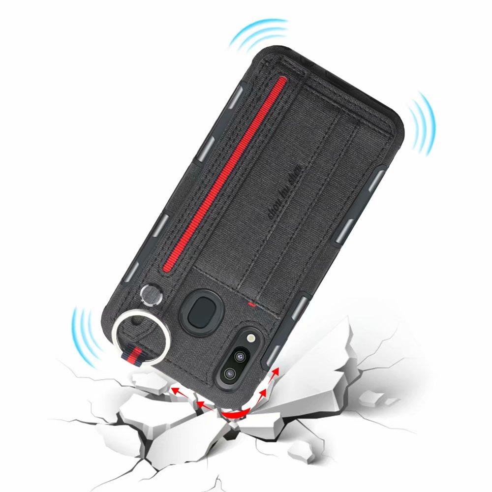 Creative card slot phone case for Samsung with holding stap