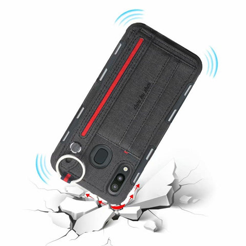 Image of Creative card slot phone case for Samsung with holding stap