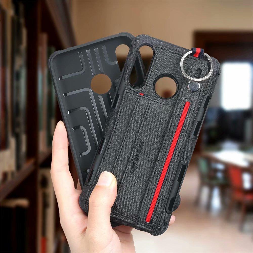 Creative card slot phone case for Samsung with holding stap