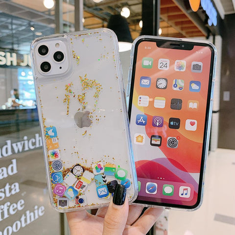 Image of Cute APP Style Quicksand Phone Cover for iPhone all models