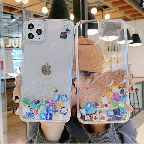 Image of Cute APP Style Quicksand Phone Cover for iPhone all models