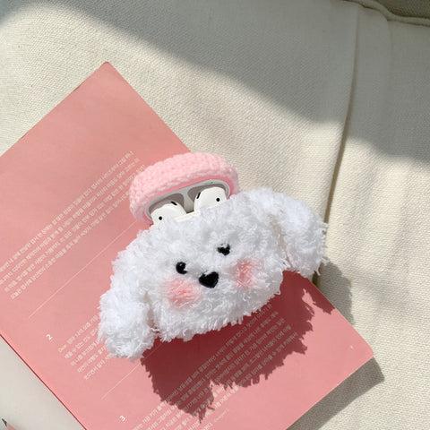 Image of Cute Dog Knitted Plush Airpods Case for G1 G2