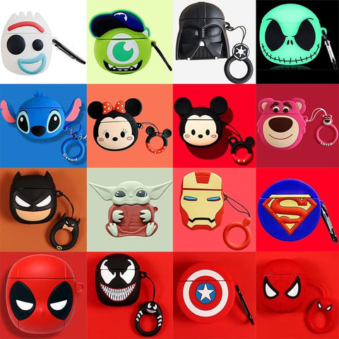 Image of Disney AirPods 2 Case Soft Silicone 3D Anime Toys Stitch/Venom/Babe Yoda/Star Wars/Winnie Protective Cover for AirPods Earphones