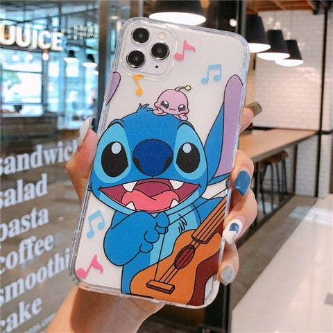 Image of Disney Cartoon Lilo and Stitch IPhone 11 Case Cover soft TPU 3D Printing Figure Toys for Girls Boys