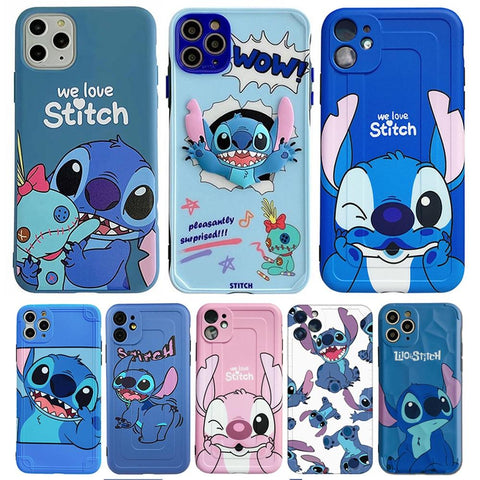 Image of Disney Cartoon Lilo and Stitch IPhone 11 Case Cover soft TPU 3D Printing Figure Toys for Girls Boys