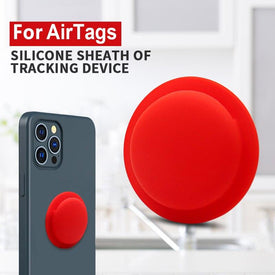For Apple Airtags Silicone Case Tracker Round Anti-lost Protective Sleeve Back Adhesive Mount Soft Protector Cover for Airtags