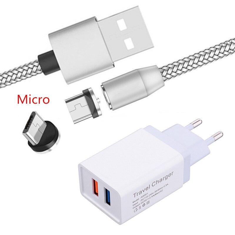 European plug USB Charger For Samsung Magnetic Micro Cable LED Wall Charger