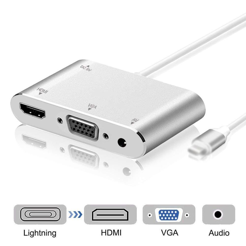 HDMI VGA to lightning adapter for Apple to Audio AV Multiple