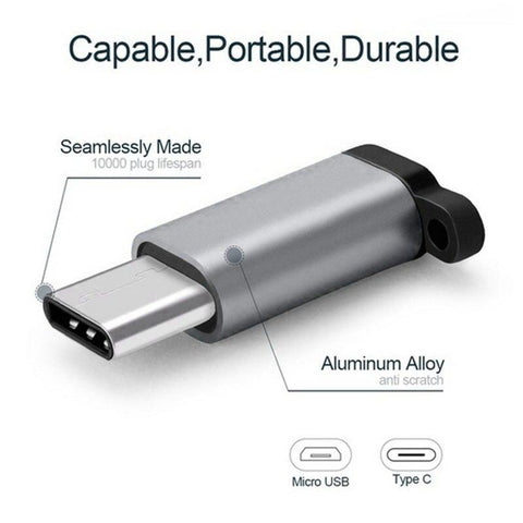 Image of Aluminium Alloy Micro USB To Type C Adapter For Phone Tablet