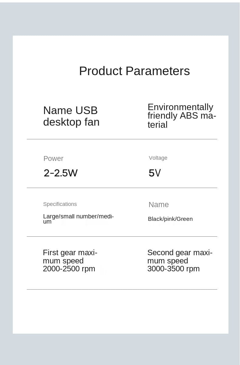 Small USB Fan desktop 5 inch plug-in Mini fan