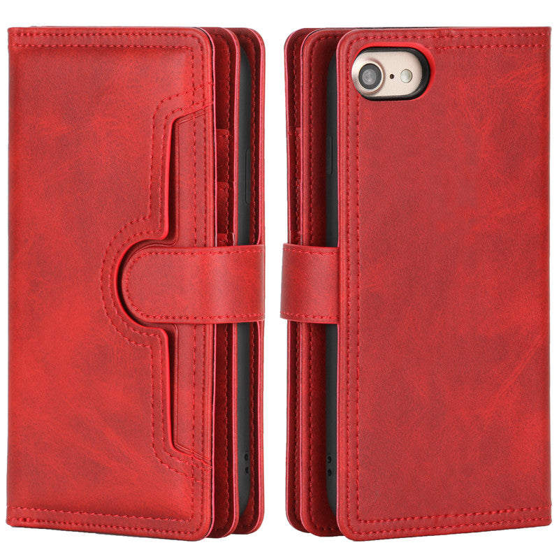 Leather wallet case For iPhone 13ProMax 12 11 X with multi-card slots