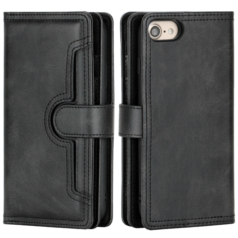 Leather wallet case For iPhone 13ProMax 12 11 X with multi-card slots