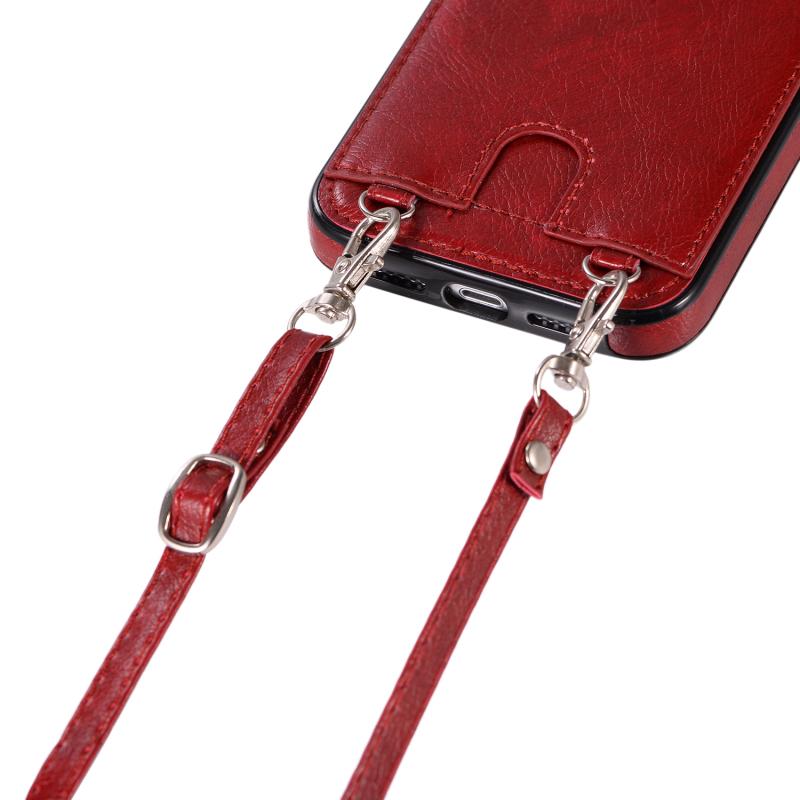 Leather phone case cover with lanyard