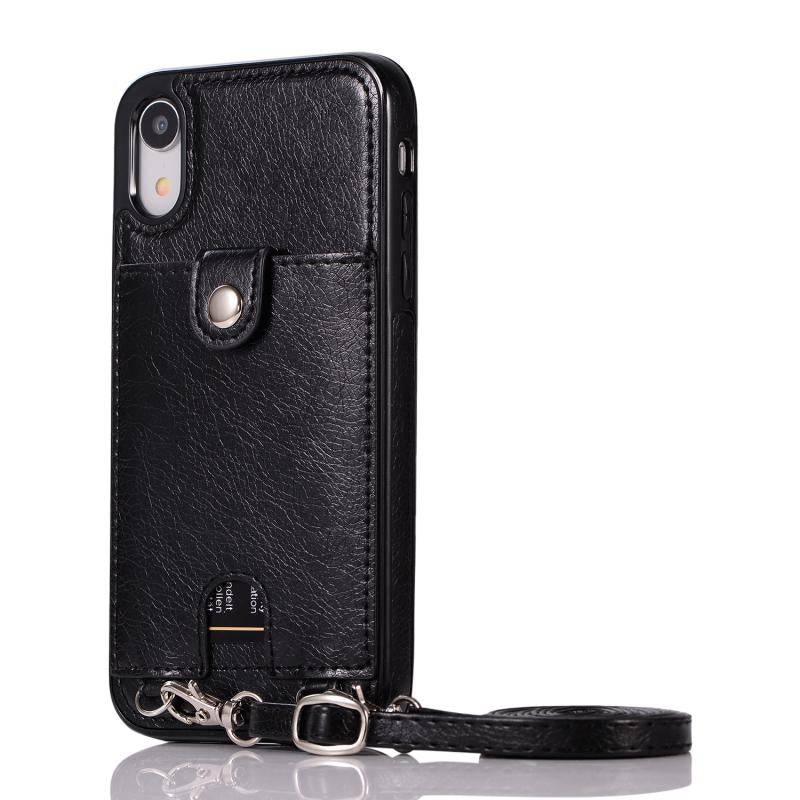 Leather phone case cover with lanyard
