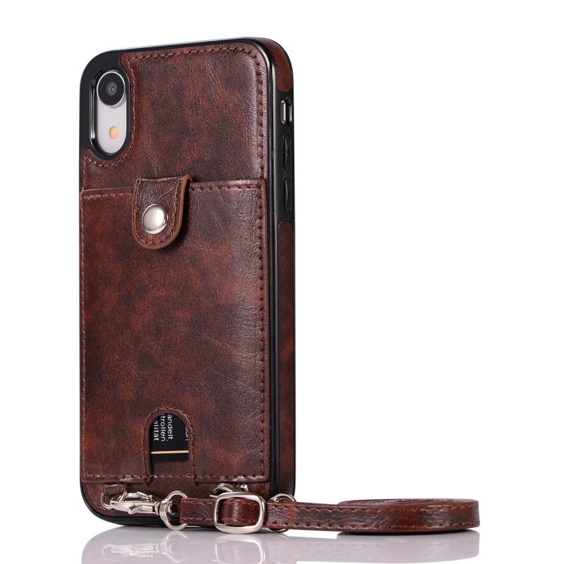 Leather phone case cover with lanyard