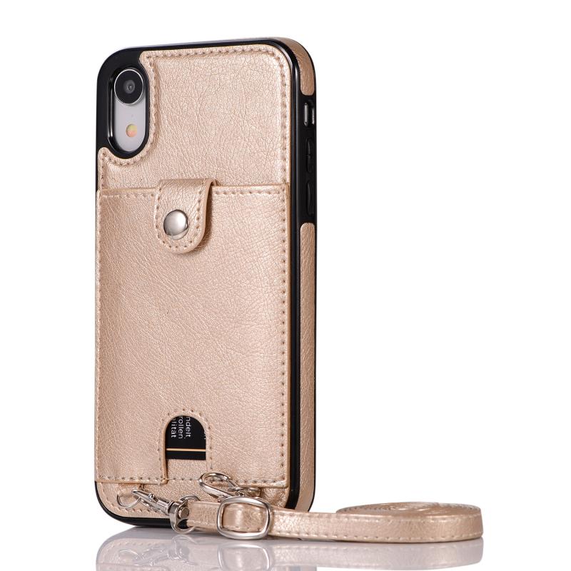 Leather phone case cover with lanyard