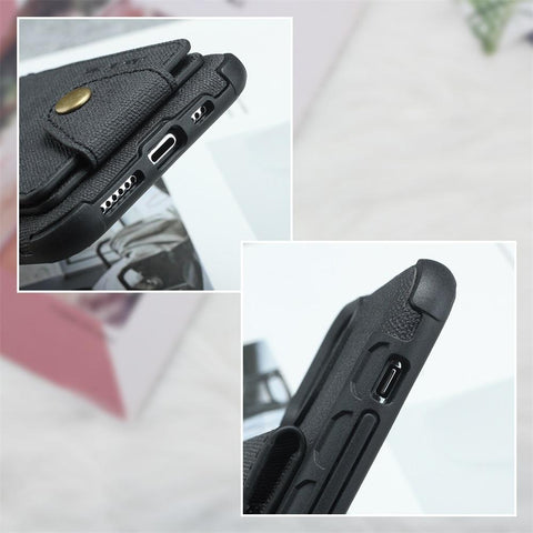 Image of Linen Cloth Shockproof iPhone Case Cover with card slot bag