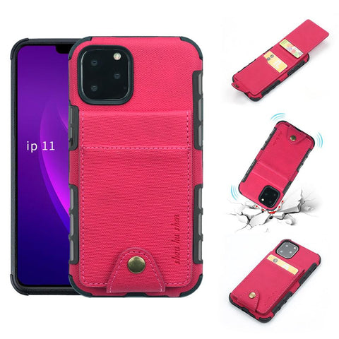 Image of Linen Cloth Shockproof iPhone Case Cover with card slot bag