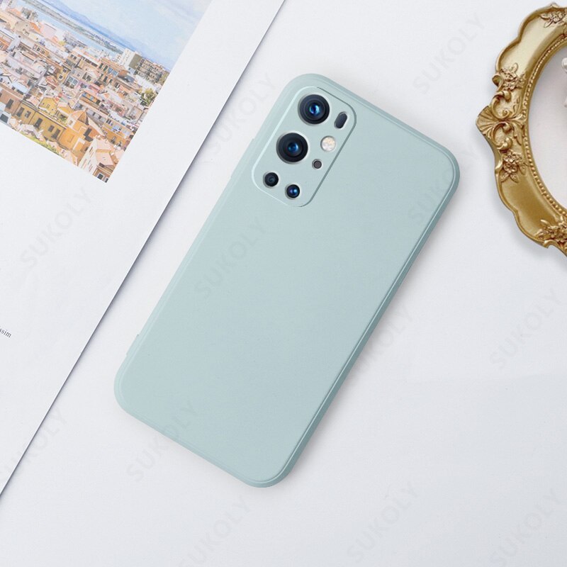 Liquid Silicone Soft Case For OnePlus 9R 9 Pro 8T 8 Pro Shockproof Square Candy Color Phone Case Camera Protective Cover