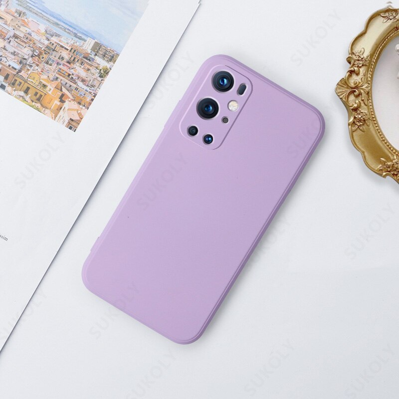 Liquid Silicone Soft Case For OnePlus 9R 9 Pro 8T 8 Pro Shockproof Square Candy Color Phone Case Camera Protective Cover
