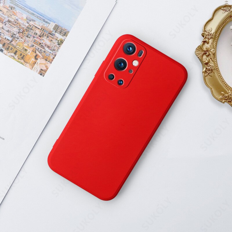Liquid Silicone Soft Case For OnePlus 9R 9 Pro 8T 8 Pro Shockproof Square Candy Color Phone Case Camera Protective Cover