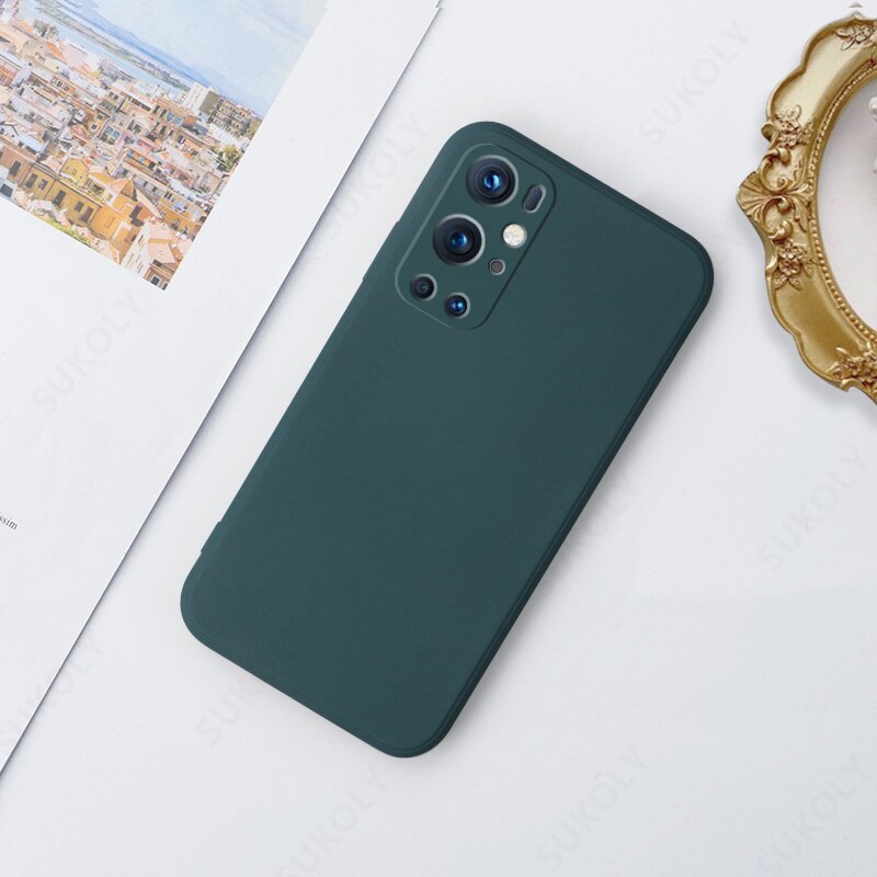 Liquid Silicone Soft Case For OnePlus 9R 9 Pro 8T 8 Pro Shockproof Square Candy Color Phone Case Camera Protective Cover