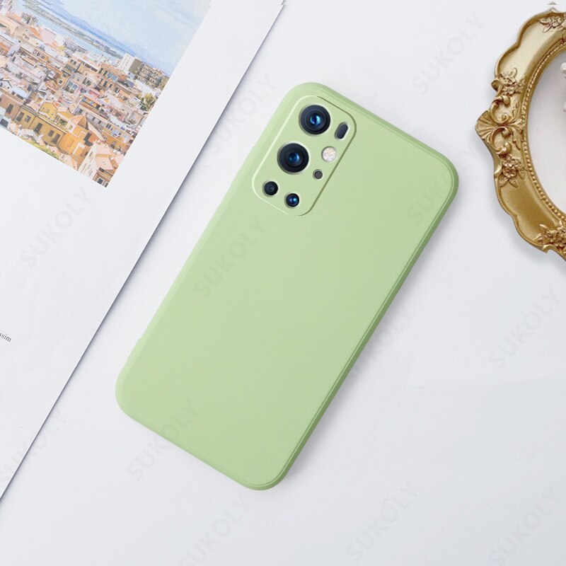 Liquid Silicone Soft Case For OnePlus 9R 9 Pro 8T 8 Pro Shockproof Square Candy Color Phone Case Camera Protective Cover