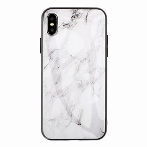 Marble design Hard Tempered Glass phone case for iphones