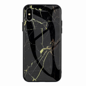 Marble design Hard Tempered Glass phone case for iphones