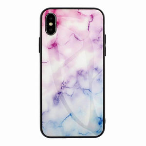 Marble design Hard Tempered Glass phone case for iphones