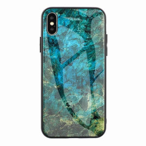 Marble design Hard Tempered Glass phone case for iphones