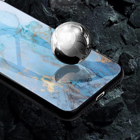 Image of Marble design Hard Tempered Glass phone case for iphones