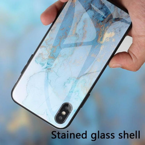 Image of Marble design Hard Tempered Glass phone case for iphones