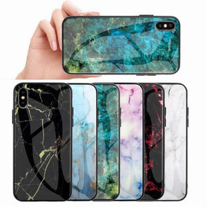 Marble design Hard Tempered Glass phone case