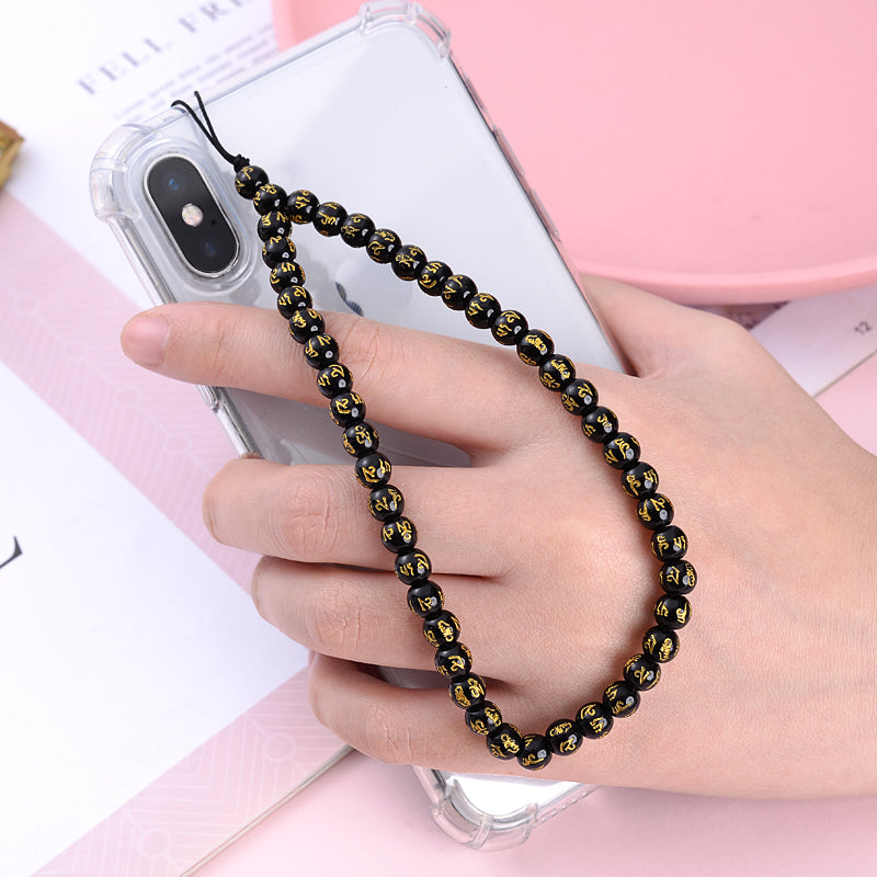 New Anti Lost Phone Strap Telephone Jewelry 6mm Natural Stone Beaded Wrist Lanyard Key Phone Chain Accessories Findings