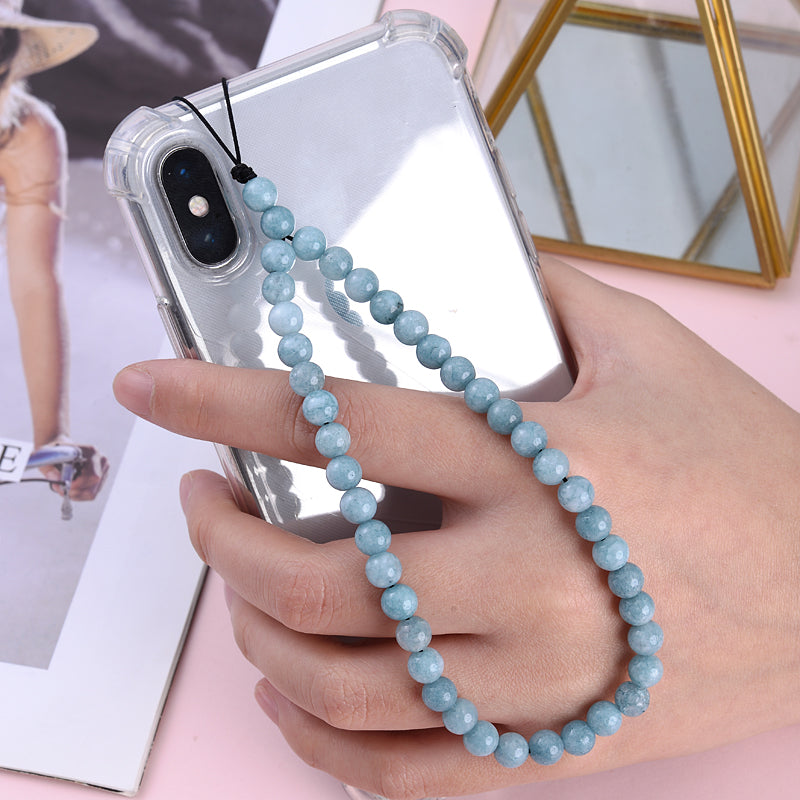 New Anti Lost Phone Strap Telephone Jewelry 6mm Natural Stone Beaded Wrist Lanyard Key Phone Chain Accessories Findings