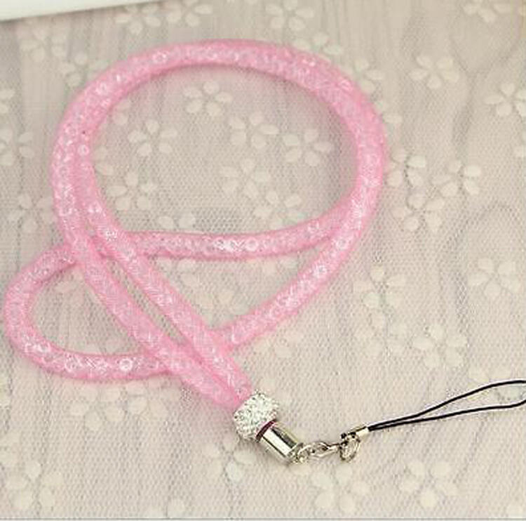New Rhinestone Crystal Lanyard Mesh Necklace for ID Badge Mobile Phones