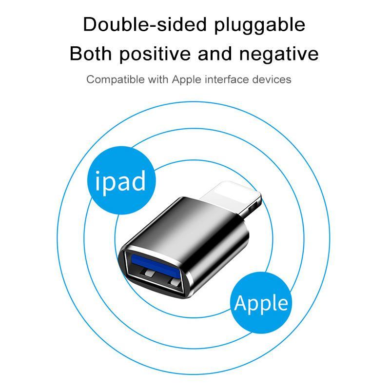 OTG Adapter for iPhone Xs 11 12 Pro Max Converters Charging Data for iPad IOS 13 To USB 3.0 Suport U Disk Smartphone Accessories